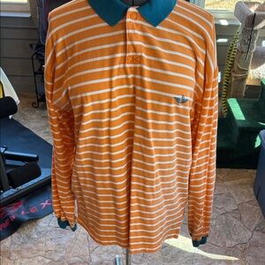 Dockers Sport Striped Orange and Blue Polo Style Long Sleeve Shirt Size XL
